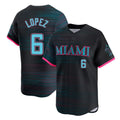 Silnrao M.Marlins #6 Otto Lopez Player Black City Connect Home Limited Stitched Jerseys