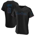 Silnrao M.Marlins #6 Otto Lopez Player Black Home Limited Elite Stitched Jerseys
