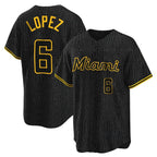 Silnrao M.Marlins #6 Otto Lopez Player Black Snake Skin City Home Game Stitched Jerseys