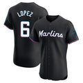 Silnrao M.Marlins #6 Otto Lopez Player Black Vapor Home Limited Elite Stitched Jerseys