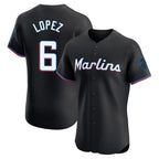 Silnrao M.Marlins #6 Otto Lopez Player Black Vapor Home Limited Elite Stitched Jerseys