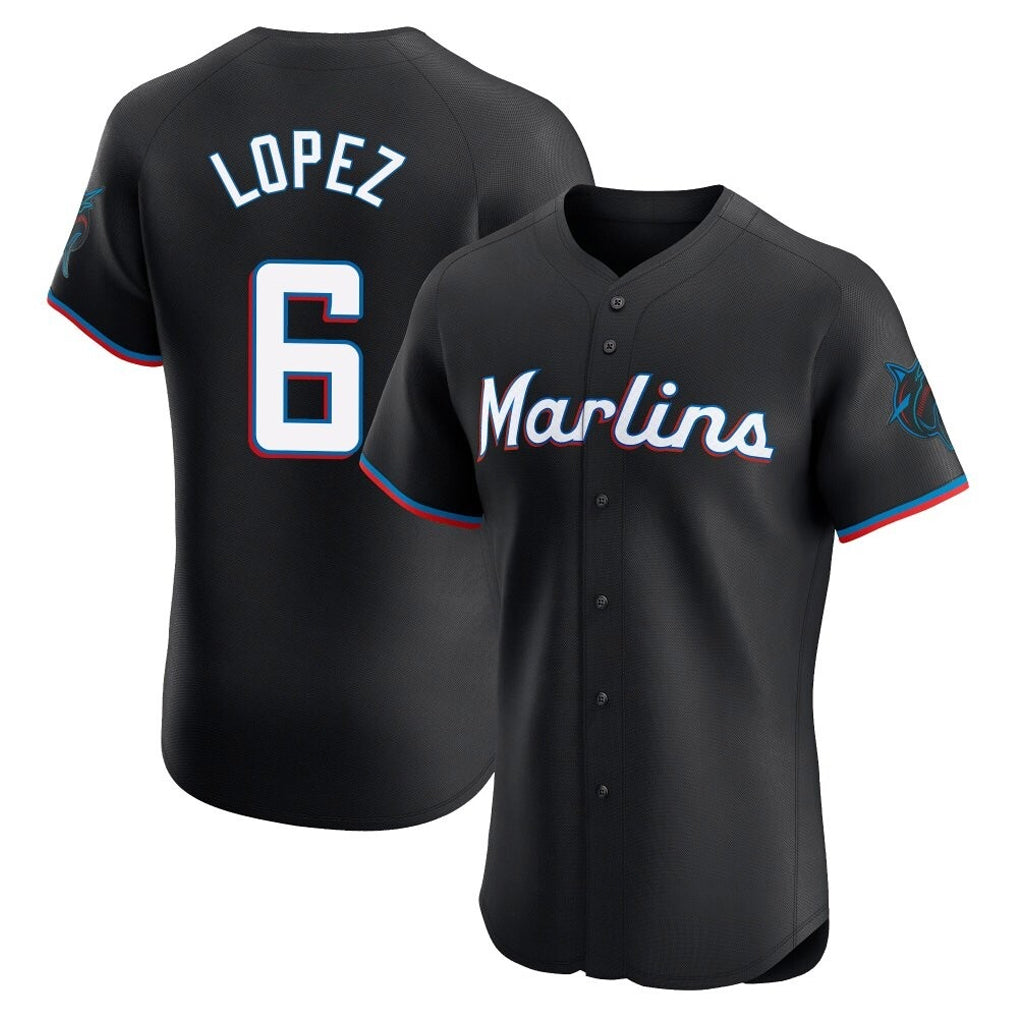 Silnrao M.Marlins #6 Otto Lopez Player Black Vapor Home Limited Elite Stitched Jerseys