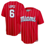 Silnrao M.Marlins #6 Otto Lopez Player Red City Connect Home Game Stitched Jerseys