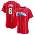 Silnrao M.Marlins #6 Otto Lopez Player Red City Connect Home Limited Elite Stitched Jerseys