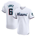 Silnrao M.Marlins #6 Otto Lopez Player White  Home Limited Elite Stitched Jerseys