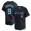 Silnrao M.Marlins #9 Xavier Edwards Player Black City Connect Home Limited Stitched Jerseys