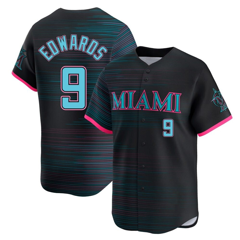 Silnrao M.Marlins #9 Xavier Edwards Player Black City Connect Home Limited Stitched Jerseys