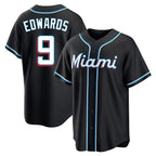 Silnrao M.Marlins #9 Xavier Edwards Player Black Fashion Out Home Game Stitched Jerseys
