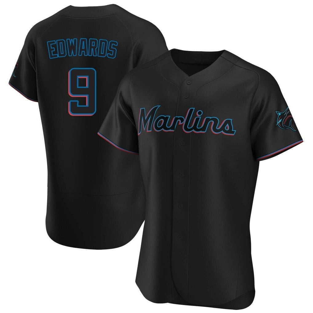 Silnrao M.Marlins #9 Xavier Edwards Player Black Home Limited Elite Stitched Jerseys