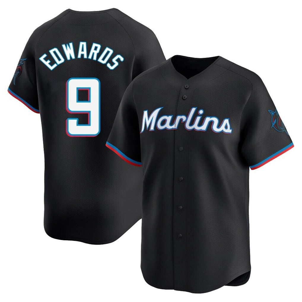 Silnrao M.Marlins #9 Xavier Edwards Player Black  Home Limited Stitched Jerseys