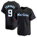 Silnrao M.Marlins #9 Xavier Edwards Player Black  Home Limited Stitched Jerseys