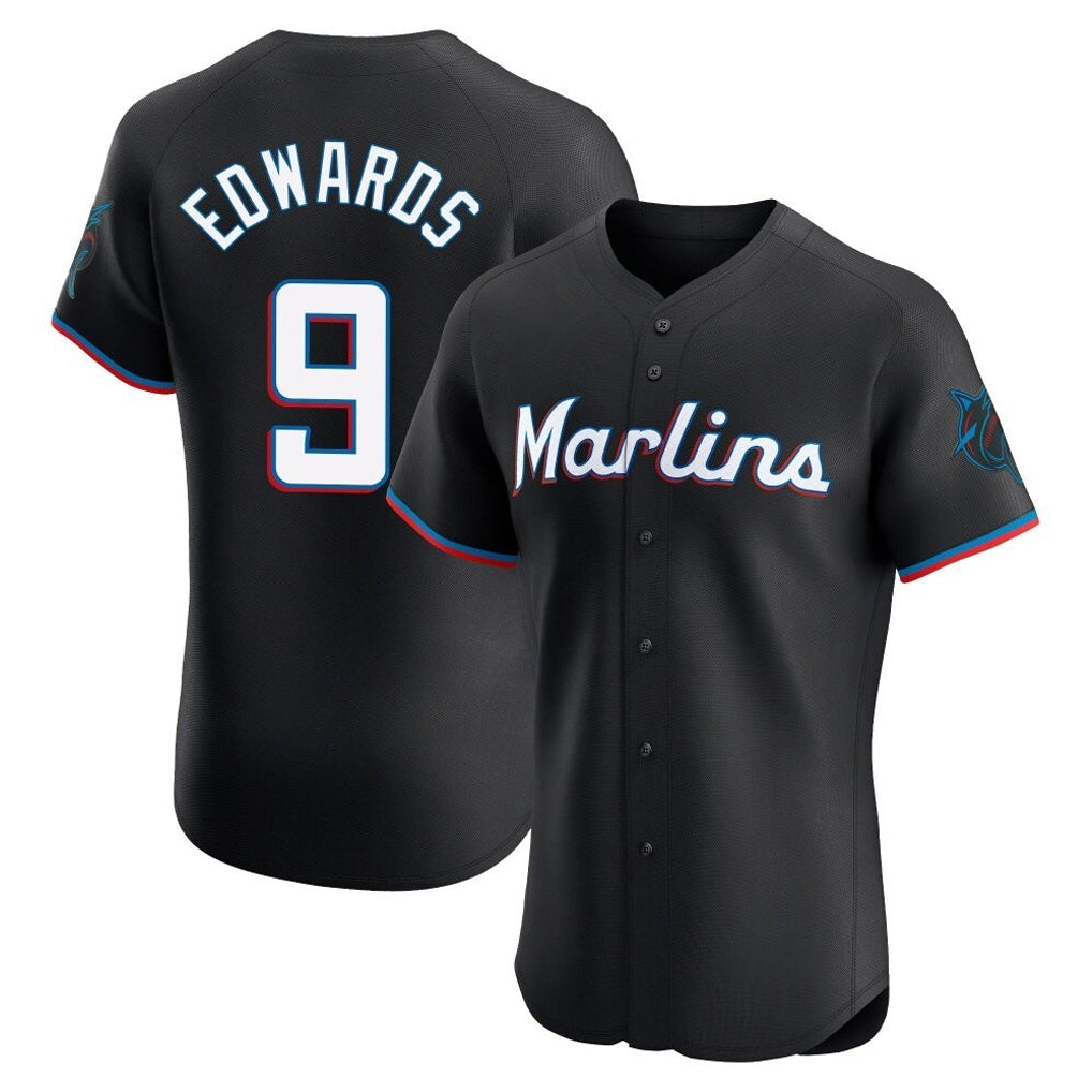 Silnrao M.Marlins #9 Xavier Edwards Player Black Vapor Home Limited Elite Stitched Jerseys