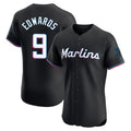 Silnrao M.Marlins #9 Xavier Edwards Player Black Vapor Home Limited Elite Stitched Jerseys