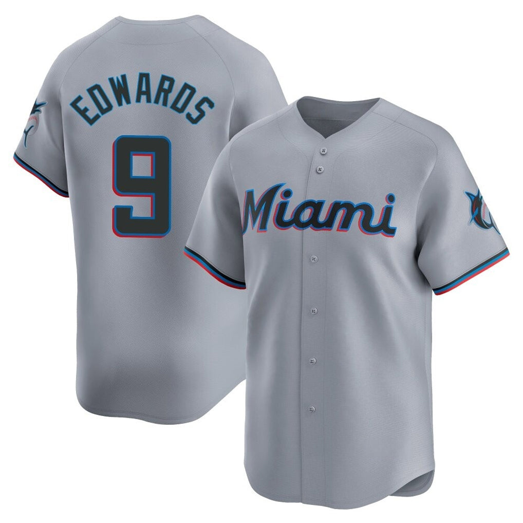 Silnrao M.Marlins #9 Xavier Edwards Player Gray Home Limited Stitched Jerseys