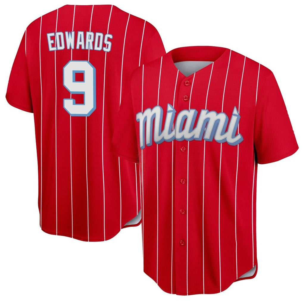 Silnrao M.Marlins #9 Xavier Edwards Player Red City Connect Home Game Stitched Jerseys