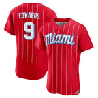 Silnrao M.Marlins #9 Xavier Edwards Player Red City Connect Home Limited Elite Stitched Jerseys