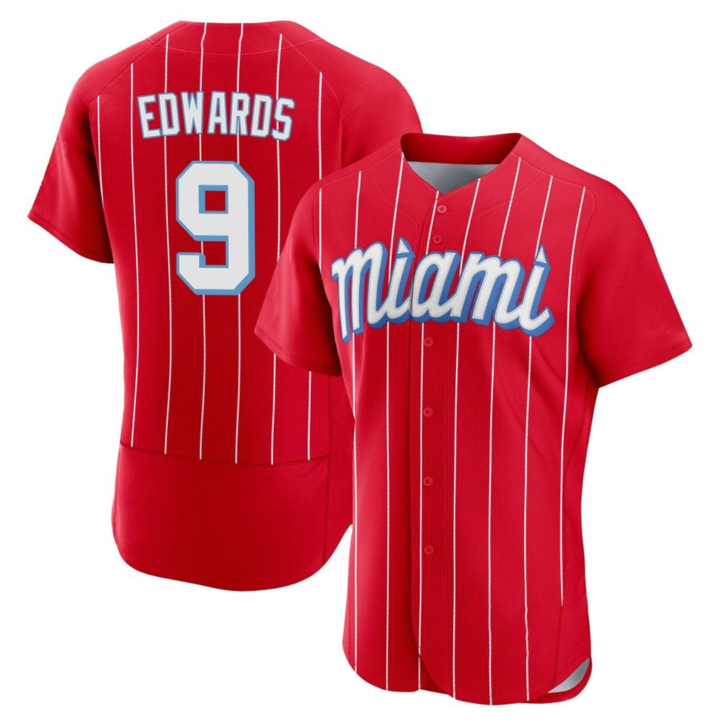 Silnrao M.Marlins #9 Xavier Edwards Player Red City Connect Home Limited Elite Stitched Jerseys