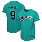 Silnrao M.Marlins #9 Xavier Edwards Player Teal Home Game Stitched Jerseys