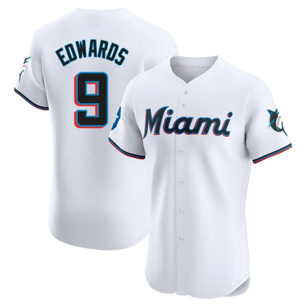 Silnrao M.Marlins #9 Xavier Edwards Player White  Home Limited Elite Stitched Jerseys