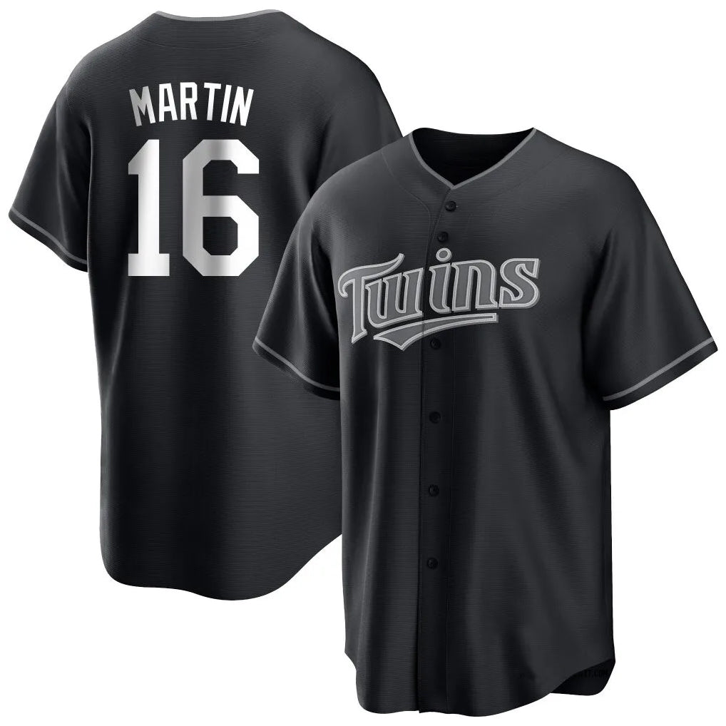 Silnrao M.Twins #16 Austin Martin Player Black Home Game Stitched Jerseys