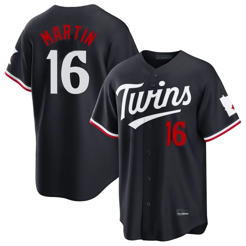 Silnrao M.Twins #16 Austin Martin Player Navy Home Game Stitched Jerseys