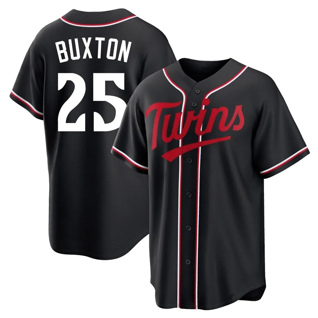 Silnrao M.Twins #25 Byron Buxton Player Black Fashion Out Home Limited Stitched Jerseys