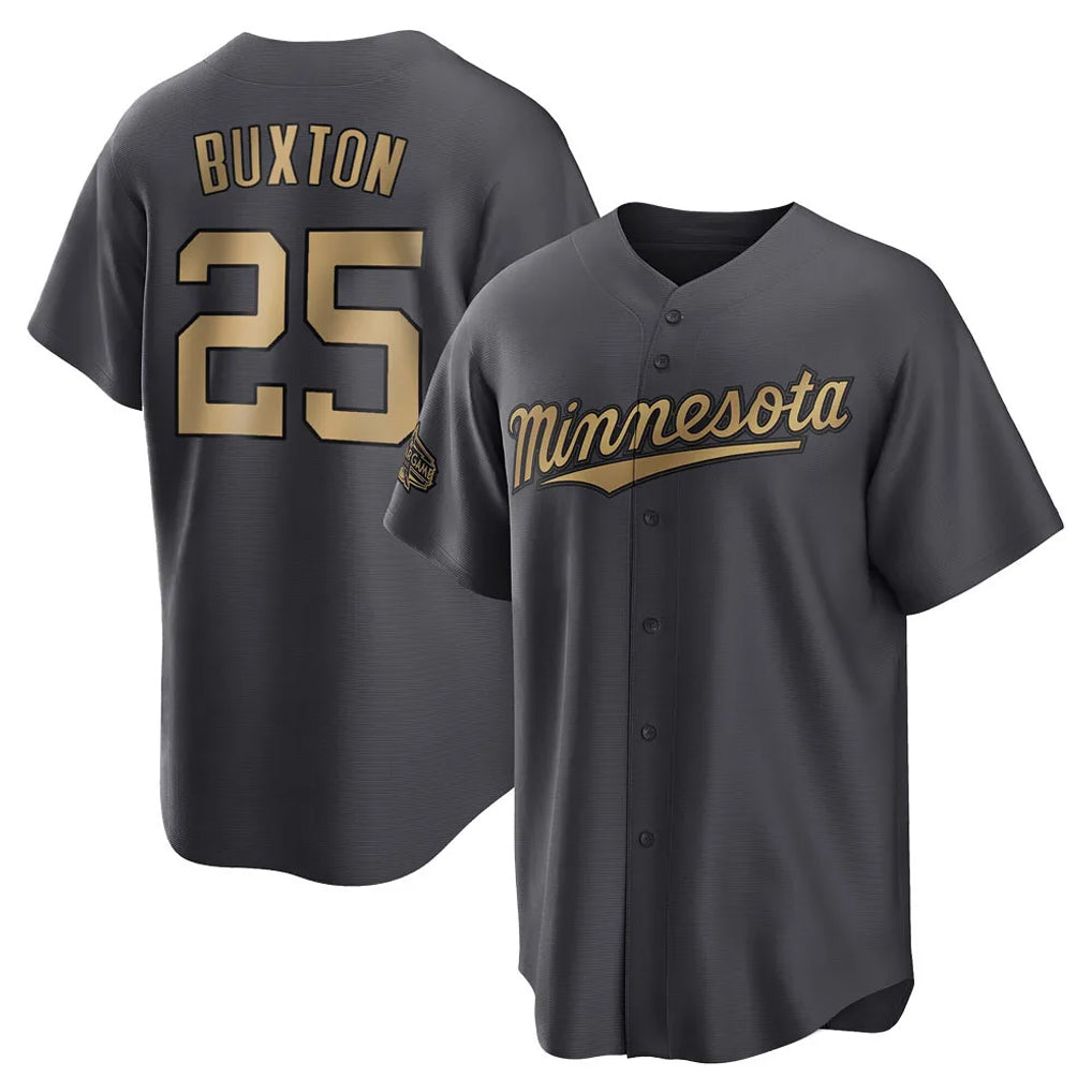 Silnrao M.Twins #25 Byron Buxton Player Charcoal All-Star Game Home Stitched Jerseys