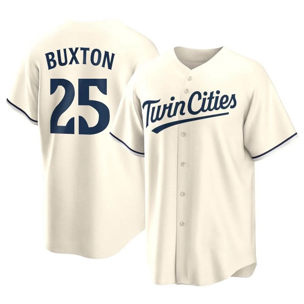 Silnrao M.Twins #25 Byron Buxton Player Cream Game Limited Home Stitched Jerseys