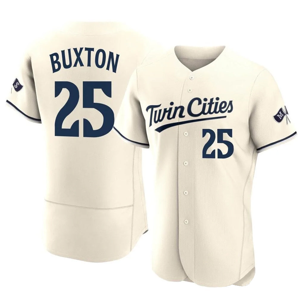Silnrao M.Twins #25 Byron Buxton Player Cream Home Limited Elite Stitched Jerseys