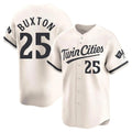 Silnrao M.Twins #25 Byron Buxton Player Cream Home Limited Stitched Jerseys