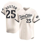 Silnrao M.Twins #25 Byron Buxton Player Cream Home Limited Stitched Jerseys