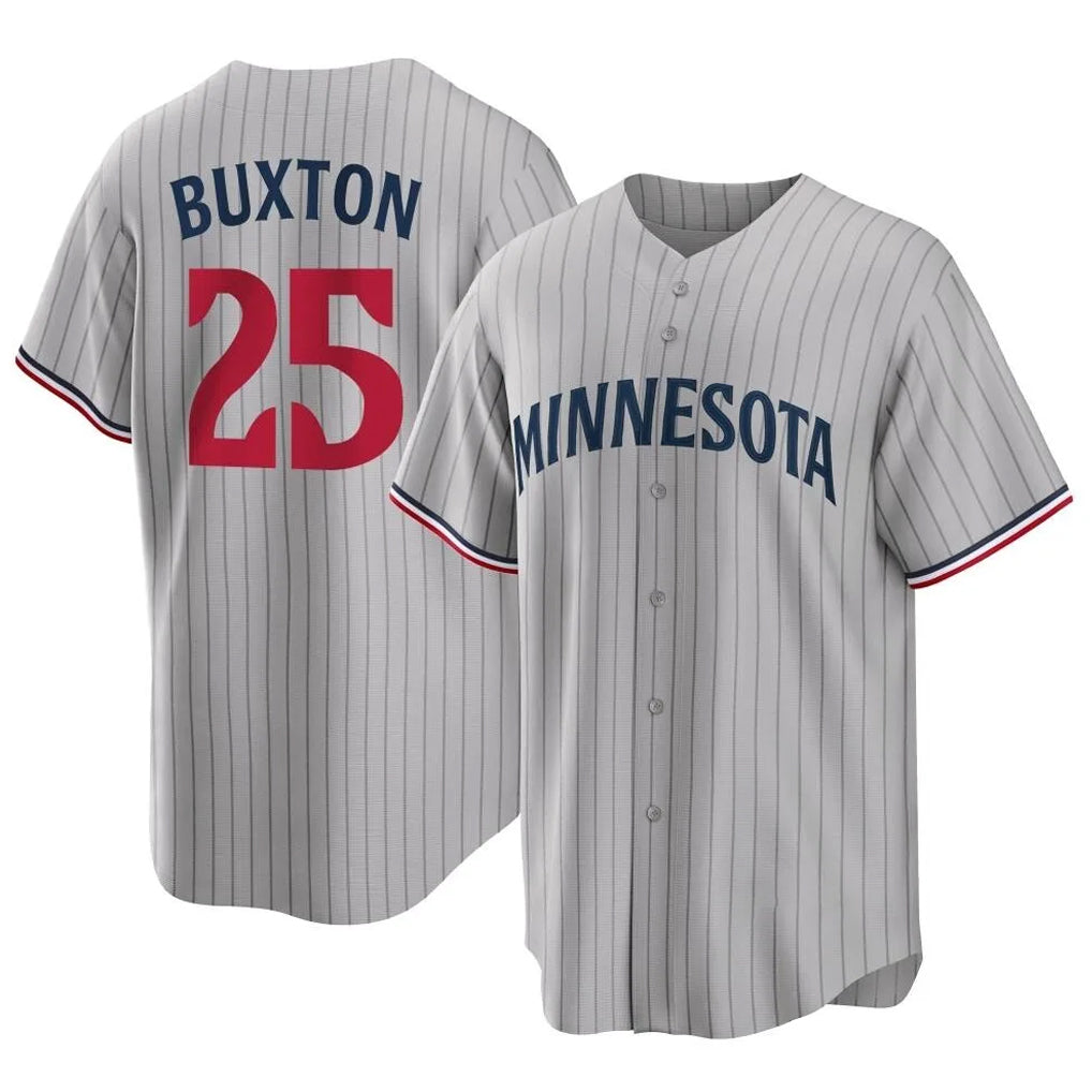 Silnrao M.Twins #25 Byron Buxton Player Gray Game Limited Home Stitched Jerseys
