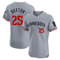 Silnrao M.Twins #25 Byron Buxton Player Gray Home Limited Elite Stitched Jerseys