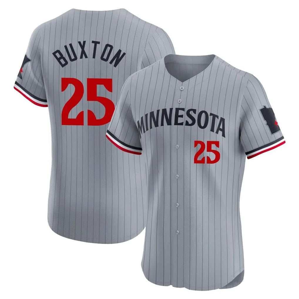 Silnrao M.Twins #25 Byron Buxton Player Gray Home Limited Elite Stitched Jerseys