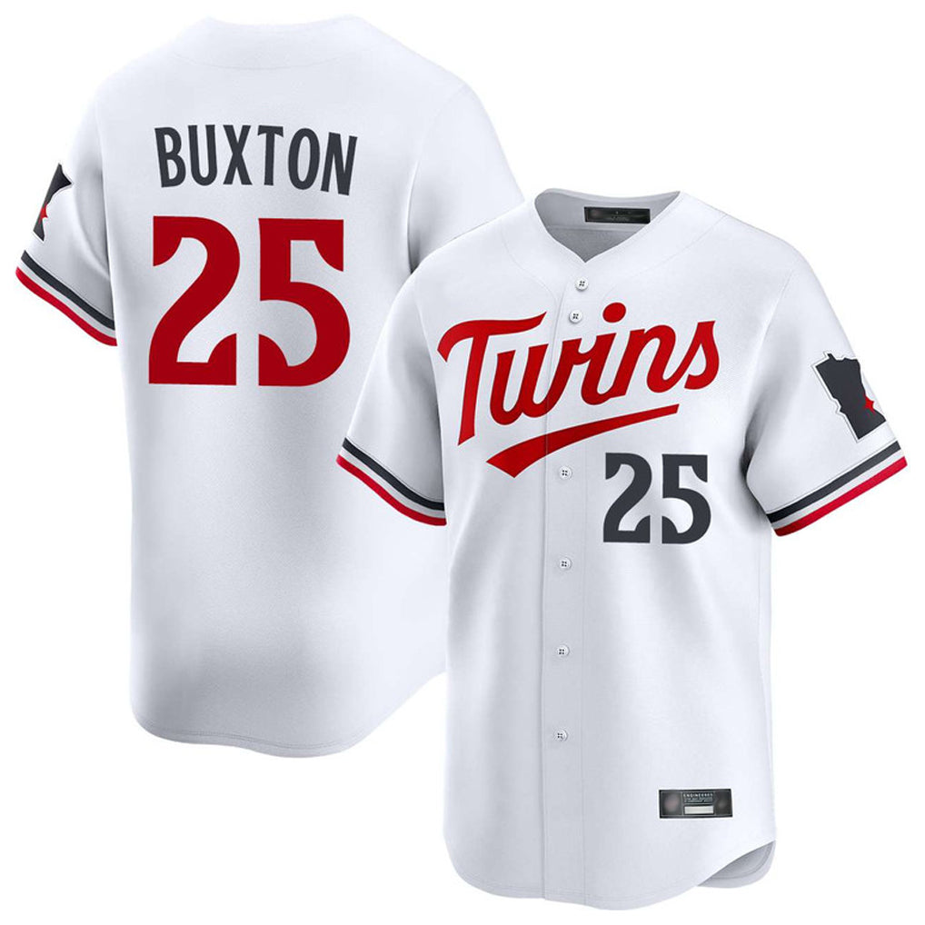 Silnrao M.Twins #25 Byron Buxton Player White Home Limited Stitched Jerseys
