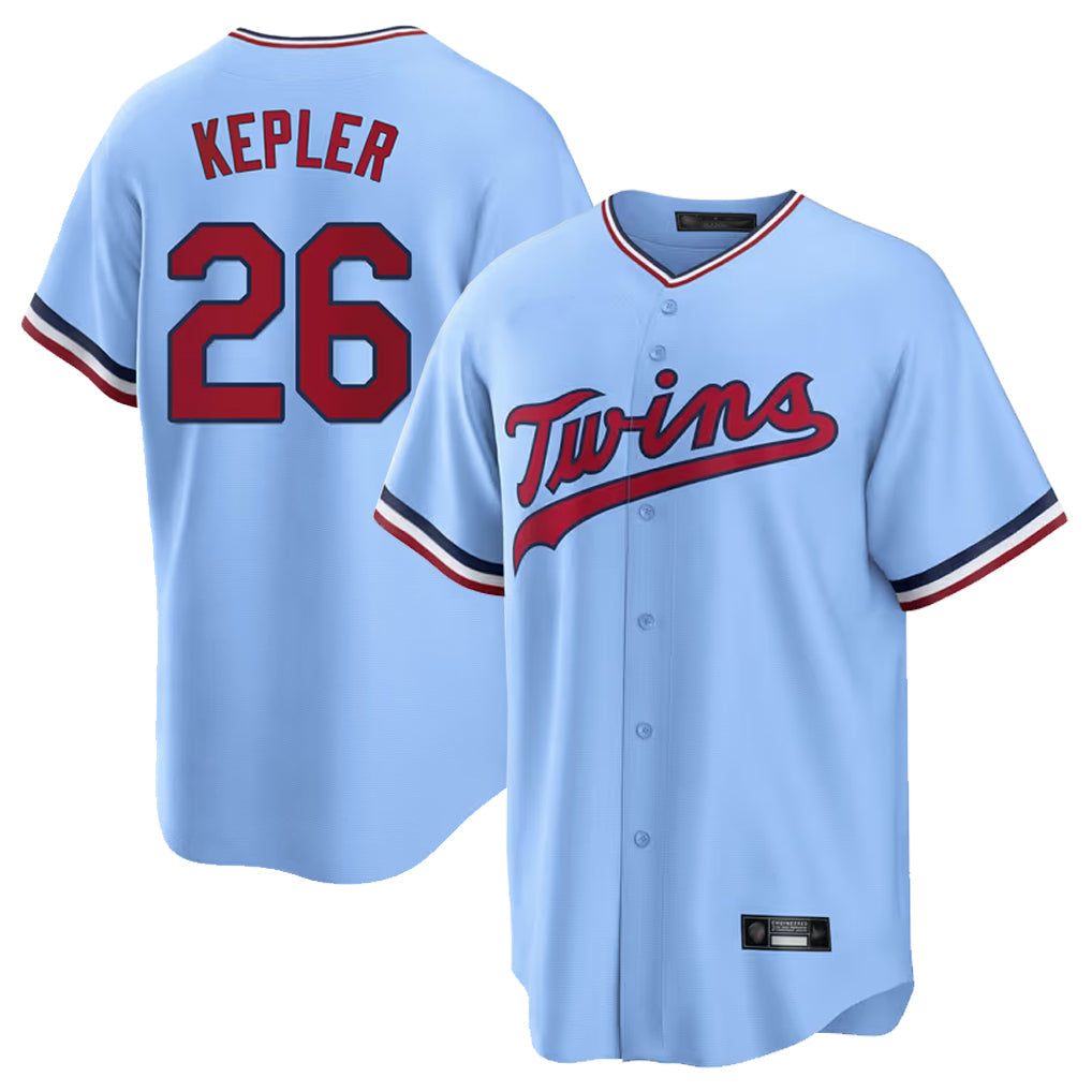 Silnrao M.Twins #26 Max Kepler Player Light Blue Road Cooperstown CollectionKillebrew T-shirt Stitched Jerseys