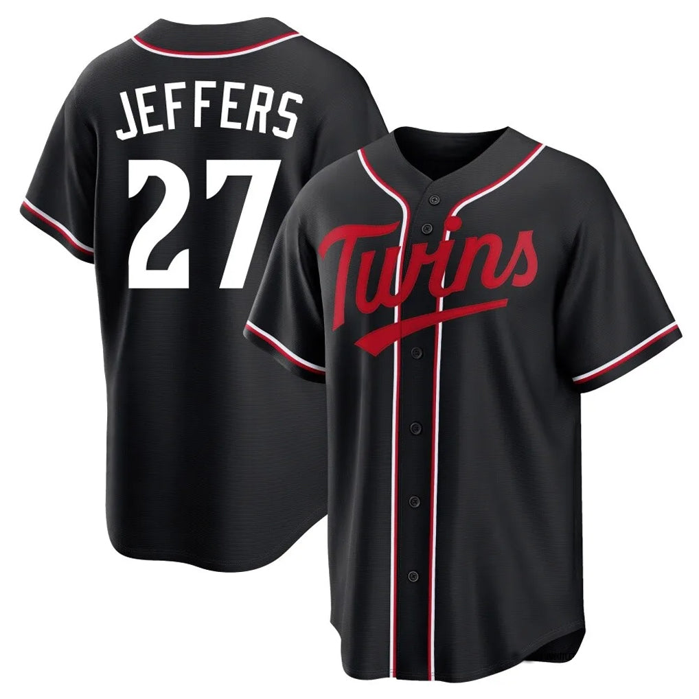 Silnrao M.Twins #27 Ryan Jeffers Player Black Fashion Out Home Limited Stitched Jerseys