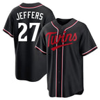 Silnrao M.Twins #27 Ryan Jeffers Player Black Fashion Out Home Limited Stitched Jerseys
