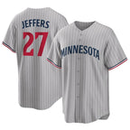 Silnrao M.Twins #27 Ryan Jeffers Player Gray Game Limited Home Stitched Jerseys