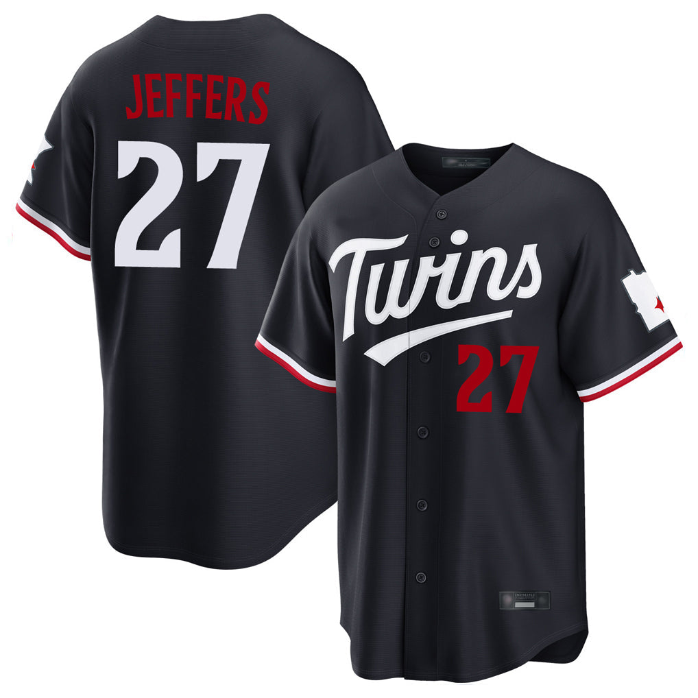 Silnrao M.Twins #27 Ryan Jeffers Player Navy Home Game Stitched Jerseys