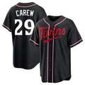 Silnrao M.Twins #29 Rod Carew Player Black Fashion Out Home Limited Stitched Jerseys