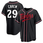Silnrao M.Twins #29 Rod Carew Player Black Fashion Out Home Limited Stitched Jerseys