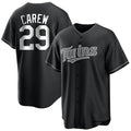 Silnrao M.Twins #29 Rod Carew Player Black Home Game Stitched Jerseys
