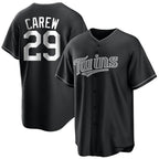 Silnrao M.Twins #29 Rod Carew Player Black Home Game Stitched Jerseys