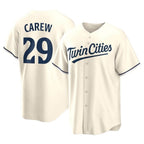 Silnrao M.Twins #29 Rod Carew Player Cream Game Limited Home Stitched Jerseys