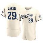 Silnrao M.Twins #29 Rod Carew Player Cream Home Limited Elite Stitched Jerseys