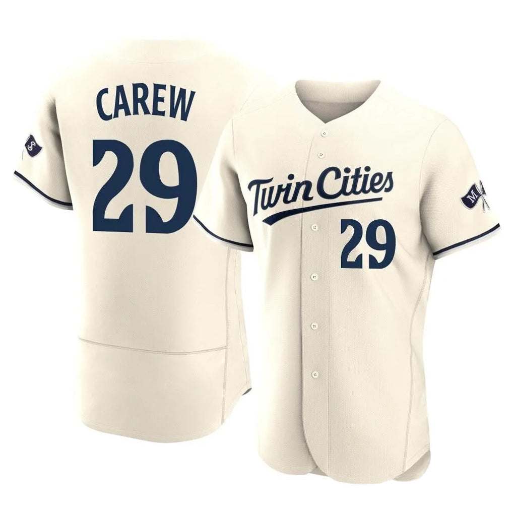 Silnrao M.Twins #29 Rod Carew Player Cream Home Limited Elite Stitched Jerseys
