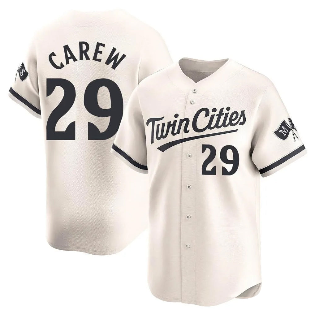 Silnrao M.Twins #29 Rod Carew Player Cream Home Limited Stitched Jerseys