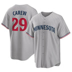 Silnrao M.Twins #29 Rod Carew Player Gray Game Limited Home Stitched Jerseys