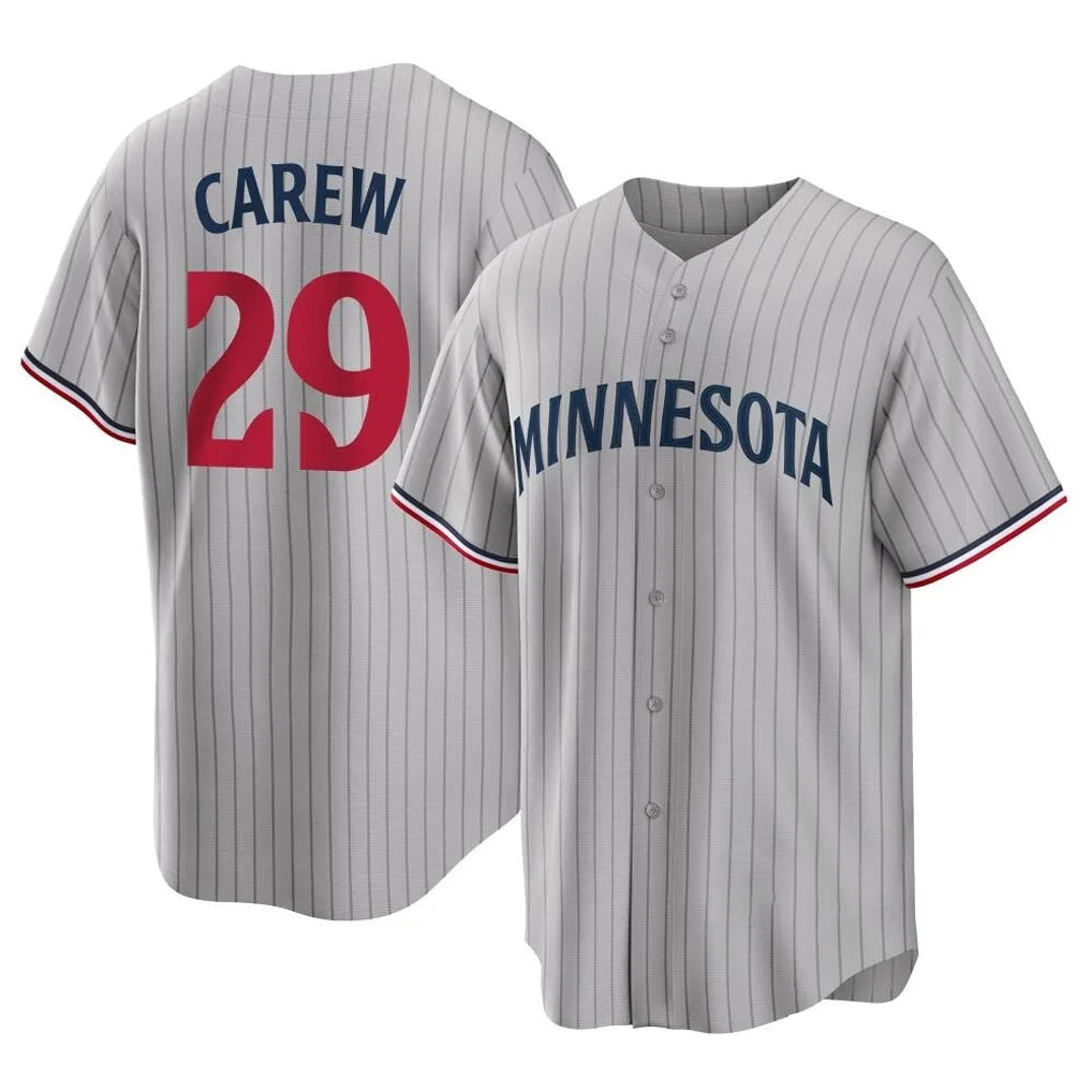 Silnrao M.Twins #29 Rod Carew Player Gray Game Limited Home Stitched Jerseys